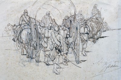 Ellátási konvoj a menetben alkotó: Giovanni Fattori