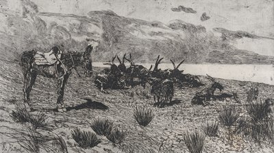 Szamár és kecske a tengerparton télen, 1884-1908. alkotó: Giovanni Fattori