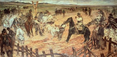 Fiatal bikák jelölése Maremmában, Giovanni Fattori (1825-1908), olaj, vászon, 885 cm x 175 alkotó: Giovanni Fattori