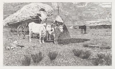 Ökrök a szekérre (Maremma) [Bovi al carro (Maremma)] alkotó: Giovanni Fattori