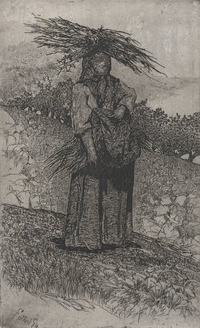Botokat gyűjtögető parasztasszony, 1884-1908. alkotó: Giovanni Fattori