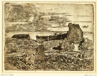 Pihenő tengerészek: Giovanni Fattori (1825-1908), rézkarc alkotó: Giovanni Fattori