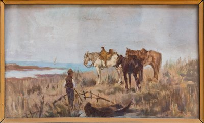 A várakozás (olaj a panelen) alkotó: Giovanni Fattori
