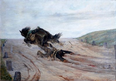 A láb a lóban A ló esik. Giovanni Fattori (1825-1908) festménye 1878-1879 Méret: 90x130 cm Firenze, Modern Művészeti Galéria alkotó: Giovanni Fattori