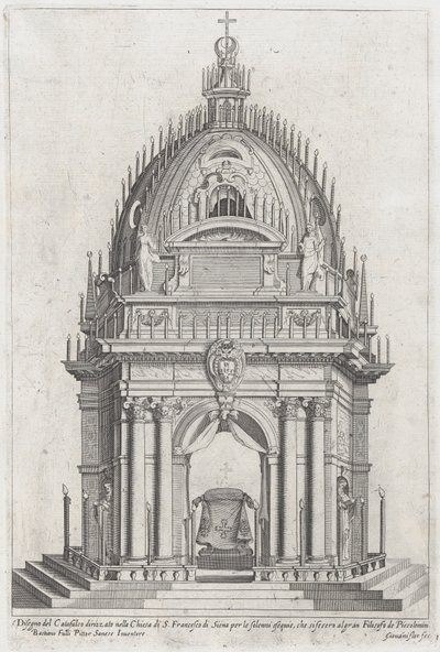 A katafalk terve Francesco Piccolomini számára, 1607. alkotó: Giovanni Florimi