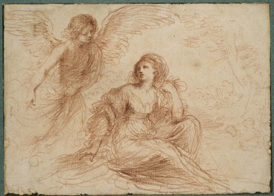 Egy angyal megjelenik Hágárnak és Izmaelnek, 1653 körül (vörös kréta) alkotó: Giovanni Francesco Barbieri