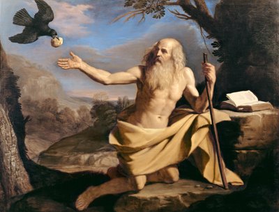 Remete Szent Pált a holló táplálja alkotó: Giovanni Francesco Barbieri