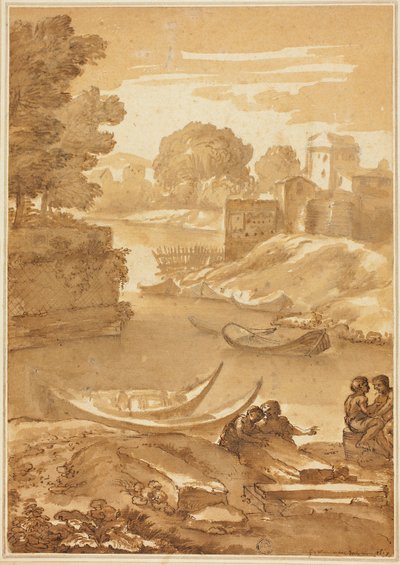 Folyó mellett ülő alakok alkotó: Giovanni Francesco Grimaldi
