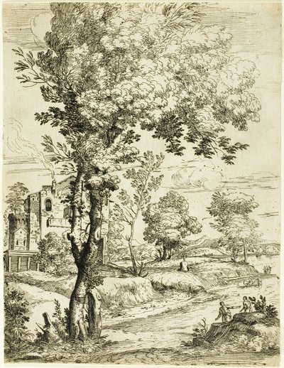 Tájkép egy házzal alkotó: Giovanni Francesco Grimaldi