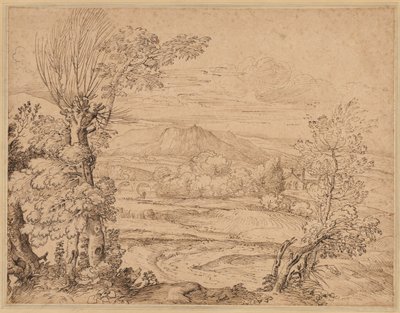 Táj folyóval és vízvezetékkel, 1600-as évek közepe. alkotó: Giovanni Francesco Grimaldi