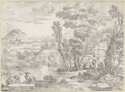 Táj négy kockával alkotó: Giovanni Francesco Grimaldi
