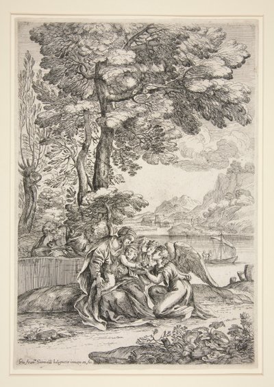 Pihenjen az egyiptomi repülésen alkotó: Giovanni Francesco Grimaldi