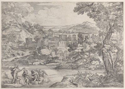 Krisztus keresztsége balra lent, egy tájon belül, 1626-80., 1626-80. alkotó: Giovanni Francesco Grimaldi