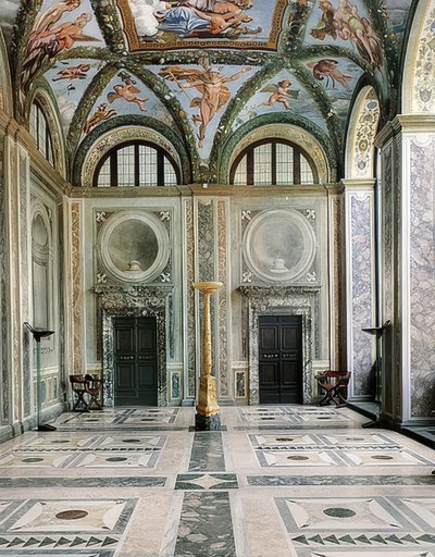 Amor és Psyche loggia, Villa la Farnesina nyugati oldala, földszint. 1517 körül alkotó: Giovanni Francesco Penni
