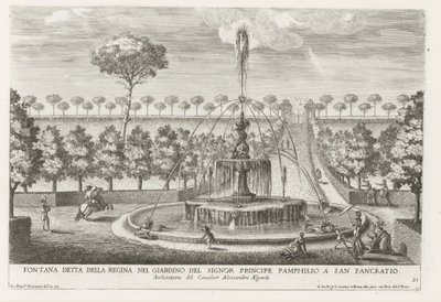 Fontein a Villa Doria Pamphilj te Rómában Királynőként ismert szökőkút Pamphilio herceg kertjében San Pancratióban (cím a tárgyon) Szökőkutak a római palotákban és kertekben (sorozat címe) Fonteinen in de paleizen en tuinen v alkotó: Giovanni Francesco Venturini