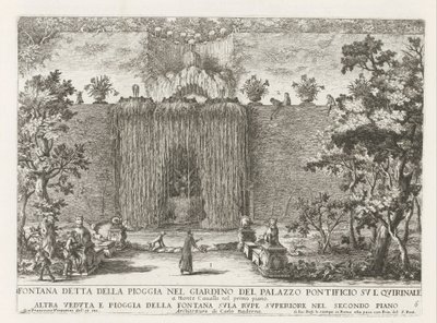 Fontein a római Quirinal palotában Esőként ismert szökőkút a pápai palota kertjében a Quirinale-n (...) (cím a tárgyon) Szökőkutak a római palotákban és kertekben (sorozat címe) Fonteinen in de paleizen en tuine alkotó: Giovanni Francesco Venturini