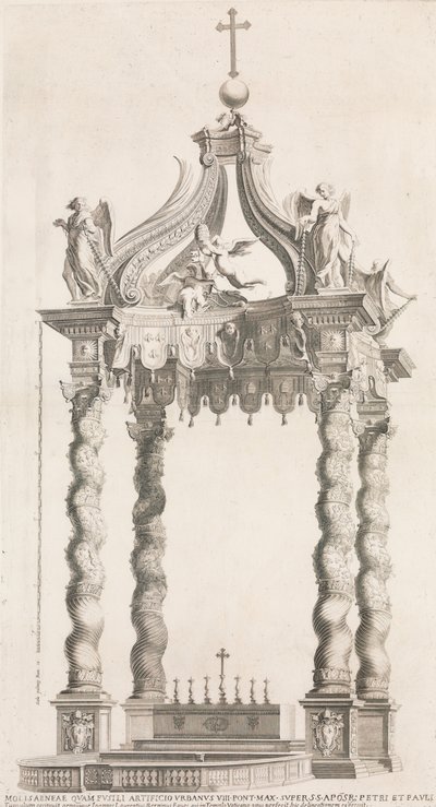 Elszigetelt kilátás Bernini lombkoronájára. 39. tábla az albumból: "Szent Péter-bazilika..., 1653-91. alkotó: Giovanni Giacomo De Rossi