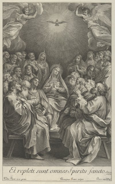 A Szűz apostolokkal a Szent Galamb felé és két angyallal, Reni után, 1700-50. alkotó: Giovanni Girolamo Frezza