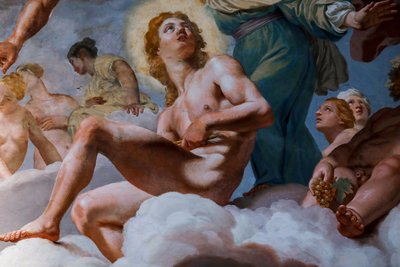 Apollo. "Az istenek tanácsa" 1624-1625 részlete. freskó alkotó: Giovanni Lanfranco