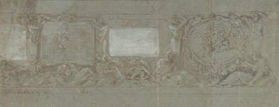 Faldísz tervezése Ábrahám feláldozásával és Egyiptomba való meneküléssel, kb. 1600-1647. alkotó: Giovanni Lanfranco