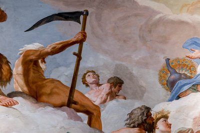 Szaturnusz, az idő istene. "Az istenek tanácsa" 1624-1625 részlete. freskó alkotó: Giovanni Lanfranco