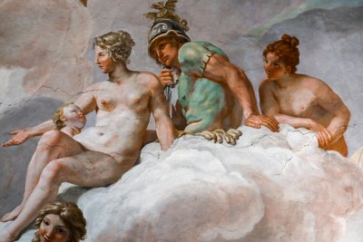 Vénusz és Mars. "Az istenek tanácsa" 1624-1625 részlete. freskó alkotó: Giovanni Lanfranco
