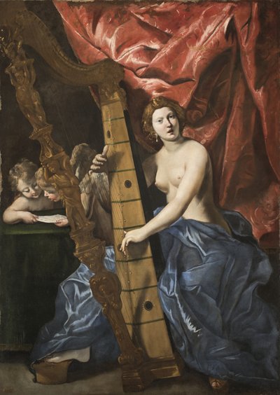 Vénusz hárfán játszik, 1630 körül. alkotó: Giovanni Lanfranco