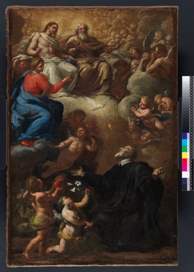Szent Fülöp Neri látomása. Modell a „Szent Fülöp Neri látomása” számára a San Giovanni keresztelőkápolnában (Siena) alkotó: Giovanni Maria Morandi