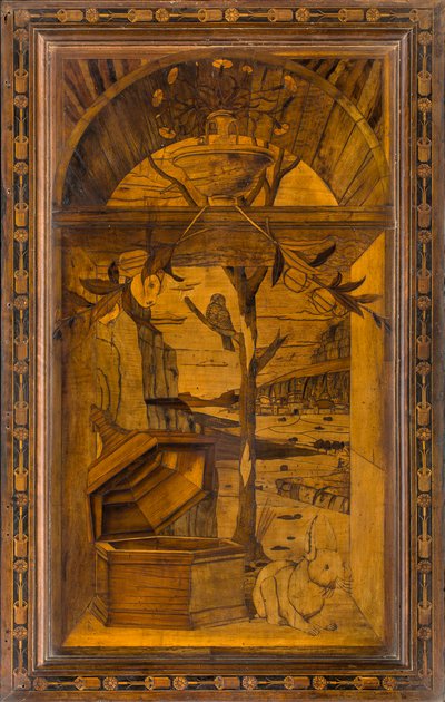 Lignaean Kanonikus Kórus, Giovanni Maria Platina intarzia 1484, Superior Stall alkotó: Giovanni Maria Platina