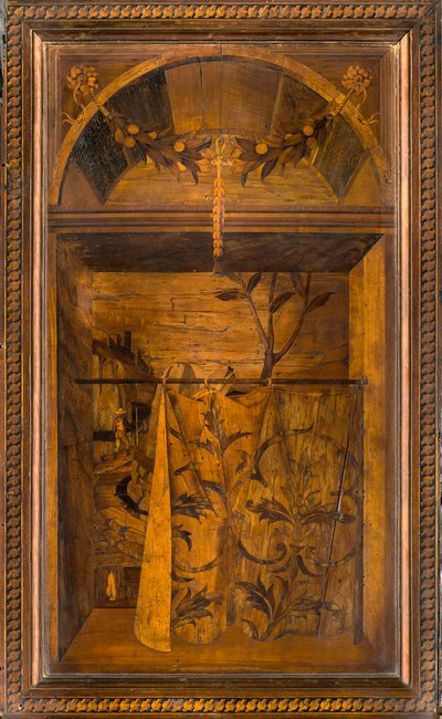 Lignaean Kanonikus Kórus, Giovanni Maria Platina intarzia 1484, Superior Stall alkotó: Giovanni Maria Platina