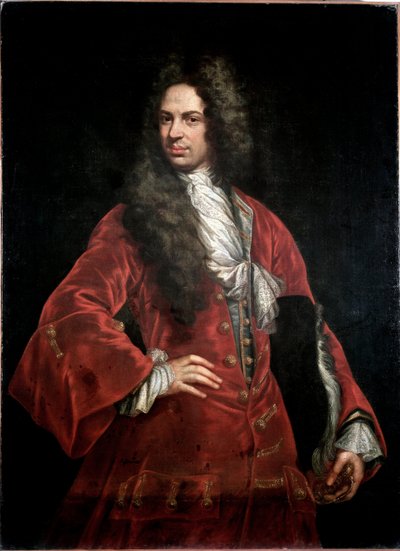 Vörös kosztümös úriember portréja Giovanni Maria Delle Piane dit il Mulinaretto festménye (1660-1745) Mérete 132x97 cm Genes Musei di Strada Nuova (ex Palazzo Bianco) alkotó: Giovanni Maria delle called Mulinaretto Piane