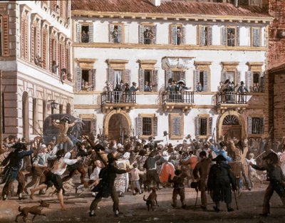 Domenico Pino tábornok (1760-1826) harangu felkelt a milánói Teatro dei Filodrammatici téren 1811.04.20-án Giovanni Migliara (1785-1837) festménye Milánó, Milánói Múzeum alkotó: Giovanni Migliara