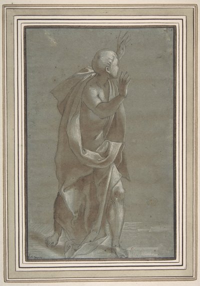 Felemelt kezű, álló, terített férfifigura, 1565-71. alkotó: Giovanni Paolo Lomazzo