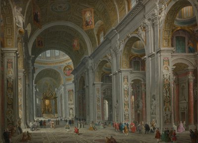 A római Szent Péter-templom belseje 1754 után. alkotó: Giovanni Paolo Panini