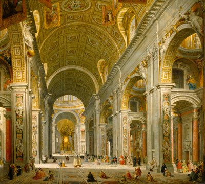 A római Szent Péter-székesegyház belseje alkotó: Giovanni Paolo Panini