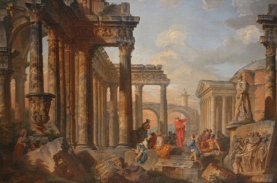 Római romok prédikátorral alkotó: Giovanni Paolo Panini