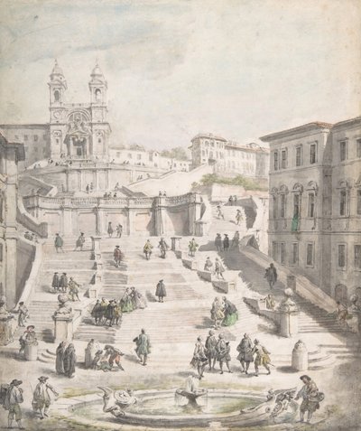 A Trinità dei Monti lépcsőfokai, kb. 1756-58. alkotó: Giovanni Paolo Panini
