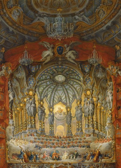 De La Rochefoucauld bíboros koncertje a római Argentina Színházban Dauphin Lajos (1729-65) XV. Lajos fia házasságáról Szászországi Marie-Josephe-nek (1731-67), 1747 (olaj, vászon alkotó: Giovanni Paolo Pannini