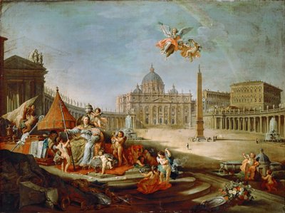 Piazza San Pietro, Róma a pápaság diadalának allegóriájával alkotó: Giovanni Paolo Pannini