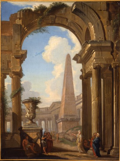 Római romok capriccii figurákkal alkotó: Giovanni Paolo Pannini