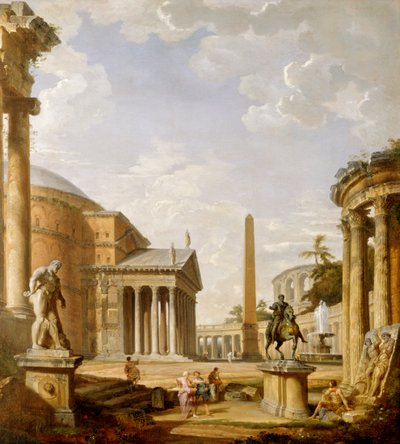 Római romok Capriccioja a Pantheonnal (olaj, vászon) alkotó: Giovanni Paolo Pannini