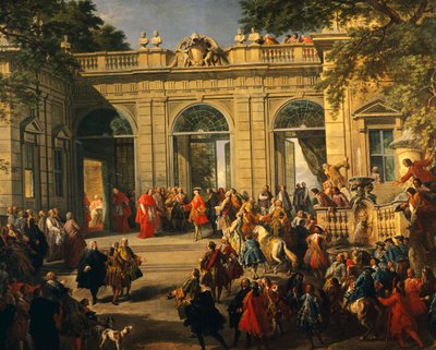 Bourbon III. Károly látogatása XIV. Benedek pápánál a Quirinal kávéházban alkotó: Giovanni Paolo Pannini