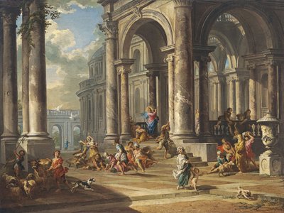 Krisztus kiűzi a pénzváltókat a templomból alkotó: Giovanni Paolo Pannini