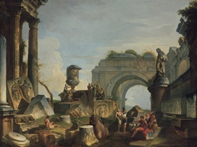 Klasszikus jelenet figurákkal alkotó: Giovanni Paolo Pannini