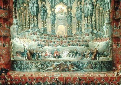 De La Rochefoucauld bíboros (1700-99) koncertje a római Argentina Színházban, Dauphin Lajos (1729-65), XV. Lajos fia házasságának ünnepén, Marie-Josephe-nek (1731-67) alkotó: Giovanni Paolo Pannini