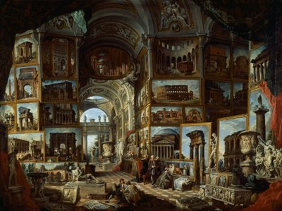Az ókori Róma képzeletbeli galériája, 1756 körül, Giovanni Paolo Pannini (1691-1765), olaj, vászon alkotó: Giovanni Paolo Pannini