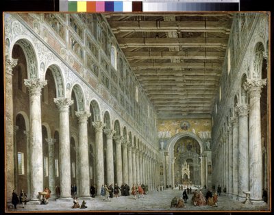 A Szent Pál-bazilika belseje a falakon kívül Rómában. A Szent Pál-bazilika belseje a falakon kívül Rómában. Giovanni Paolo Panini festménye (vagy Pannini alkotó: Giovanni Paolo Pannini