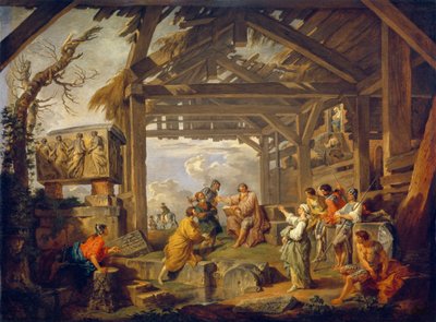 Cumae-i szibilla, amely Krisztus születését jövendöli. Giovanni Paolo Panini (Pannini) (1691-1765) festménye, olaj, vászon alkotó: Giovanni Paolo Pannini