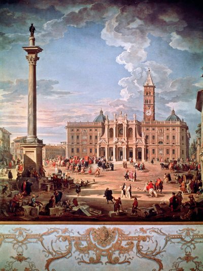 Piazza és a Santa Maria Maggiore-templom alkotó: Giovanni Paolo Pannini