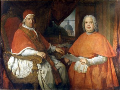 XIV. Benedek pápa (1675-1758) és Silvio Valenti Gonzague bíboros portréi. Giovanni Paolo Pannini (Panini) festménye. 18. század. Nemzeti Római Múzeum, Róma. alkotó: Giovanni Paolo Pannini